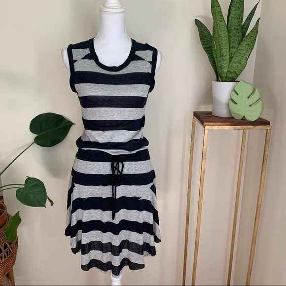 ALC Striped Jersey Knit Dress in Navy & Gray sz S - Picture 1 of 5